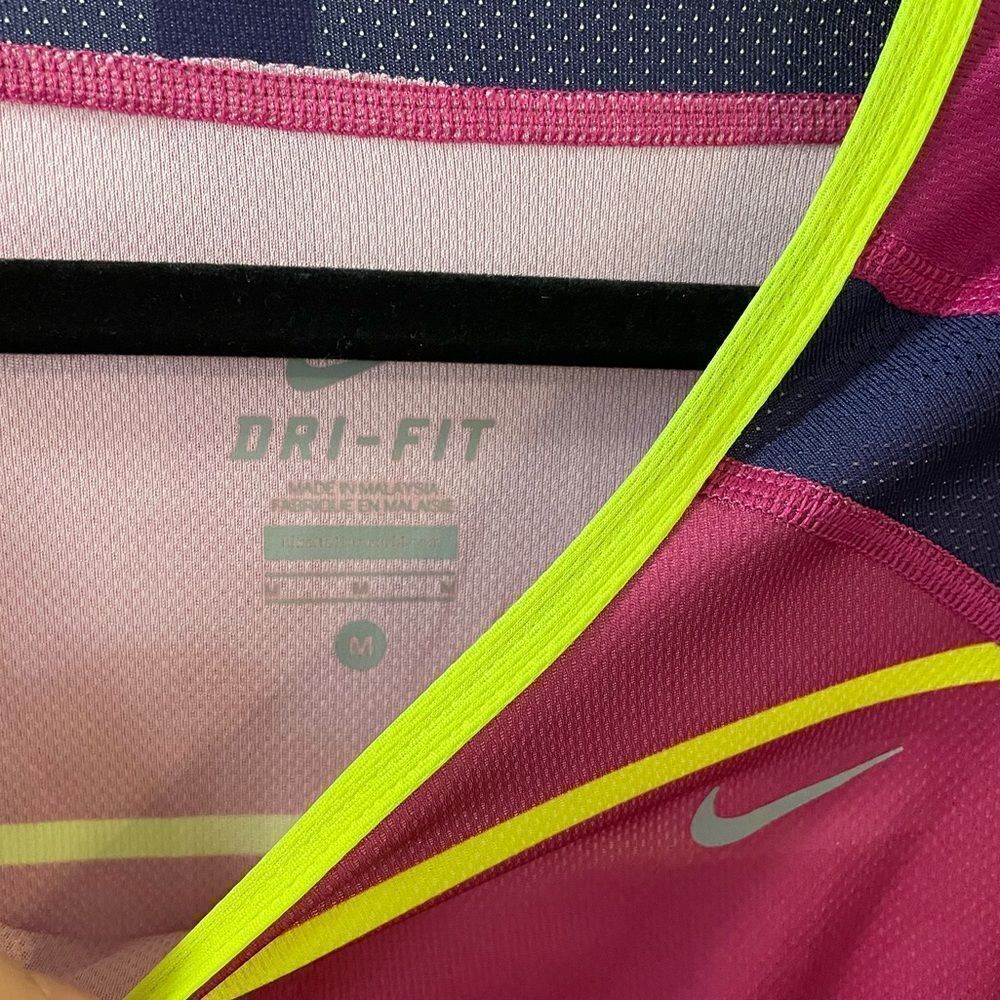 Nike Dri-Fit Neon Striped Athletic Top - Picture 2 of 3